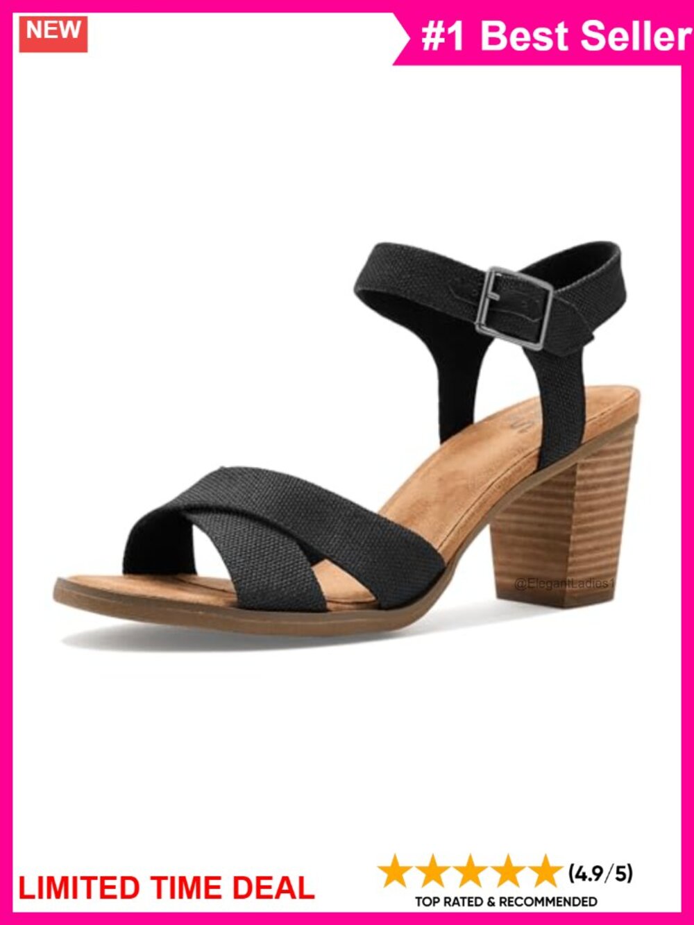 TOMS Majorca Ankle Strap Heeled Sandals Nylon Block Heel